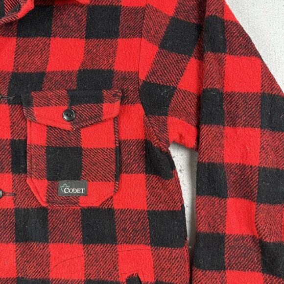 Vintage Codet Jacket Men’s Medium Buffalo Plaid Red Black Wool Hunting - Picture 3 of 16